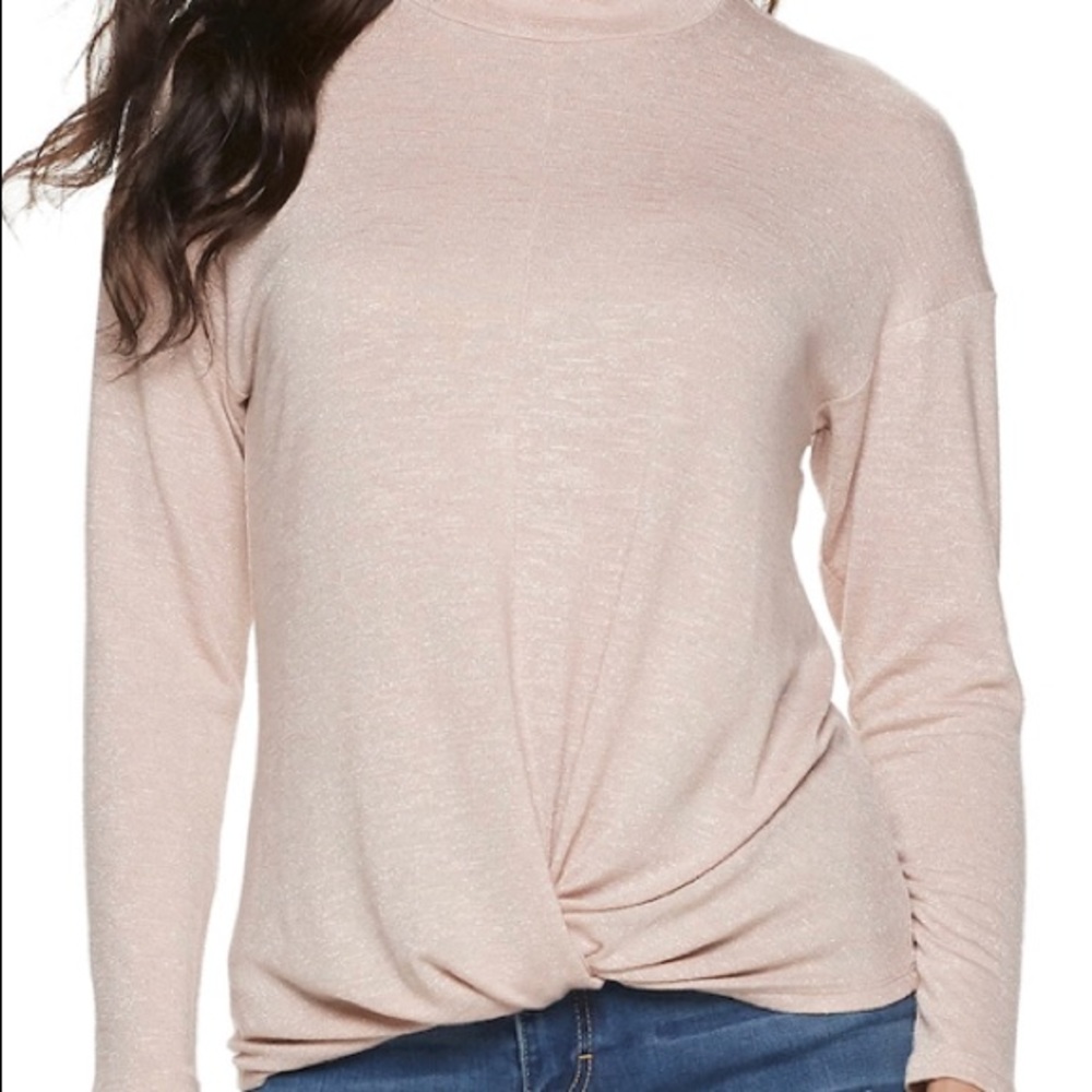 Jennifer Lopez Women's Twist-Front Turtleneck Top
